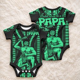 Maori Fathers Day New Zealand Baby Onesie Aroha Ahau Ki A Koe Papa - Green