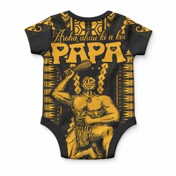 Aotearoa Father's Day Gift For Dad Baby Onesie Aroha Ahau Ki A Koe Papa - Gold Maori Style Pattern