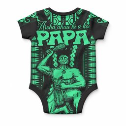 Maori Fathers Day New Zealand Baby Onesie Aroha Ahau Ki A Koe Papa - Green