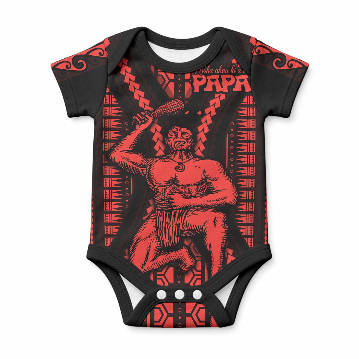 Maori Fathers Day New Zealand Baby Onesie Aroha Ahau Ki A Koe Papa - Red