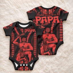Maori Fathers Day New Zealand Baby Onesie Aroha Ahau Ki A Koe Papa - Red