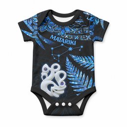 Matariki New Zealand Baby Onesie Maori Manaia with Paua Shell - Blue