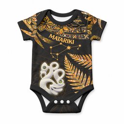 Matariki Stars Manaia with Paua Shell - Gold Baby Onesie