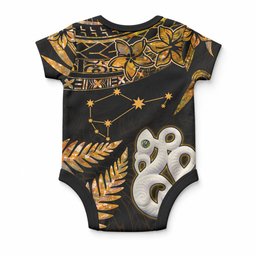 Matariki Stars Manaia with Paua Shell - Gold Baby Onesie