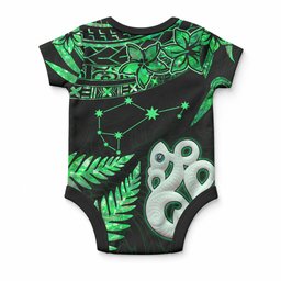Matariki Stars Manaia with Paua Shell - Green Baby Onesie