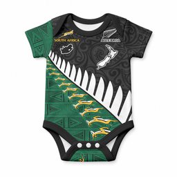 South Africa and Aotearoa Rugby Baby Onesie Springboks Black Fern Maori Vibe