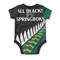 South Africa and Aotearoa Rugby Baby Onesie Springboks Black Fern Maori Vibe