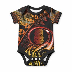 New Zealand Baby Onesie Aotearoa Hei-Tiki Maori Fern Tattoo Arty