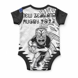 New Zealand Maori Rugby Baby Onesie Proud Aoteroa Stylised Maori Koru