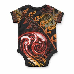 New Zealand Baby Onesie Aotearoa Wisdom Face Maori Fern Tattoo Arty
