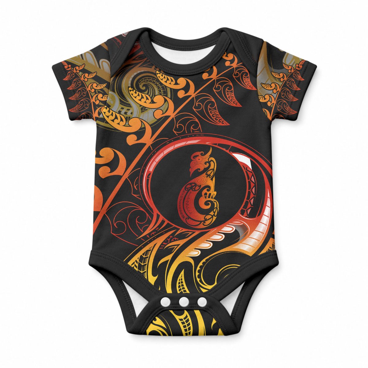 New Zealand Baby Onesie Aotearoa Manaia Maori Fern Tattoo Arty