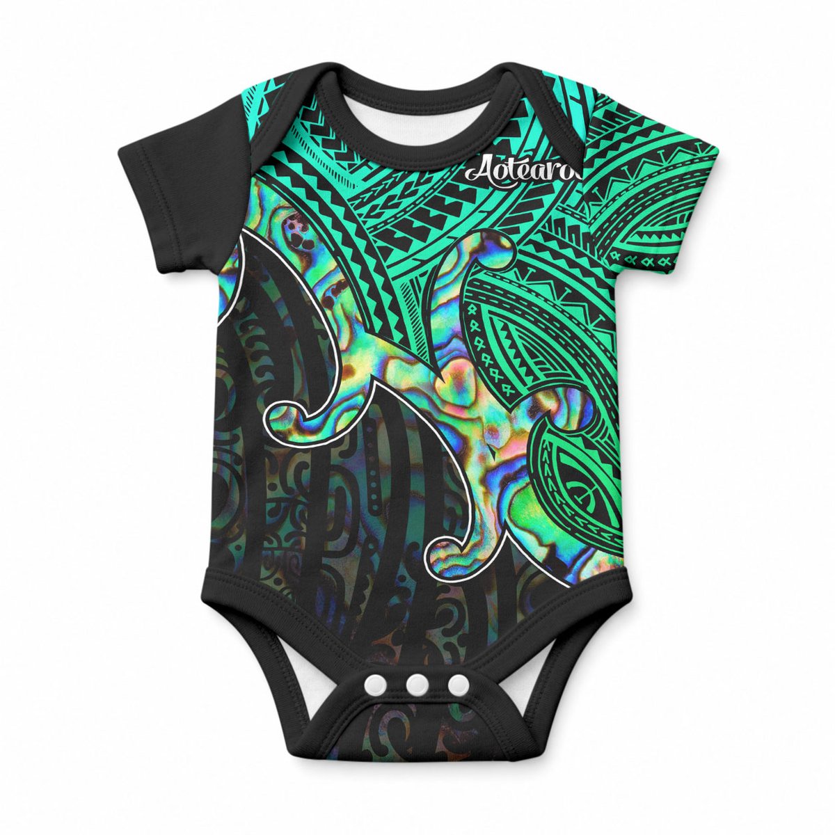 Aotearoa Papua Shell Baby Onesie Maori Tribal Pattern