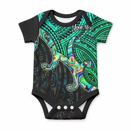 Custom Aotearoa Papua Shell Baby Onesie Maori Tribal Pattern