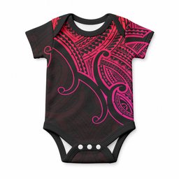Aotearoa Maori Koru Baby Onesie Polynesian Pacific Tribal - Pink