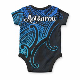 Aotearoa Maori Koru Baby Onesie Polynesian Pacific Tribal - Blue