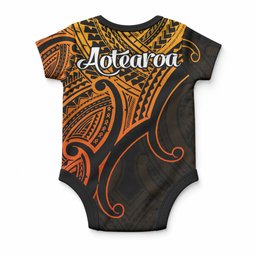 Aotearoa Maori Koru Baby Onesie Polynesian Pacific Tribal - Gold