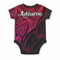 Aotearoa Maori Koru Baby Onesie Polynesian Pacific Tribal - Pink