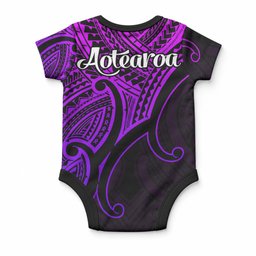 Aotearoa Maori Koru Baby Onesie Polynesian Pacific Tribal - Purple