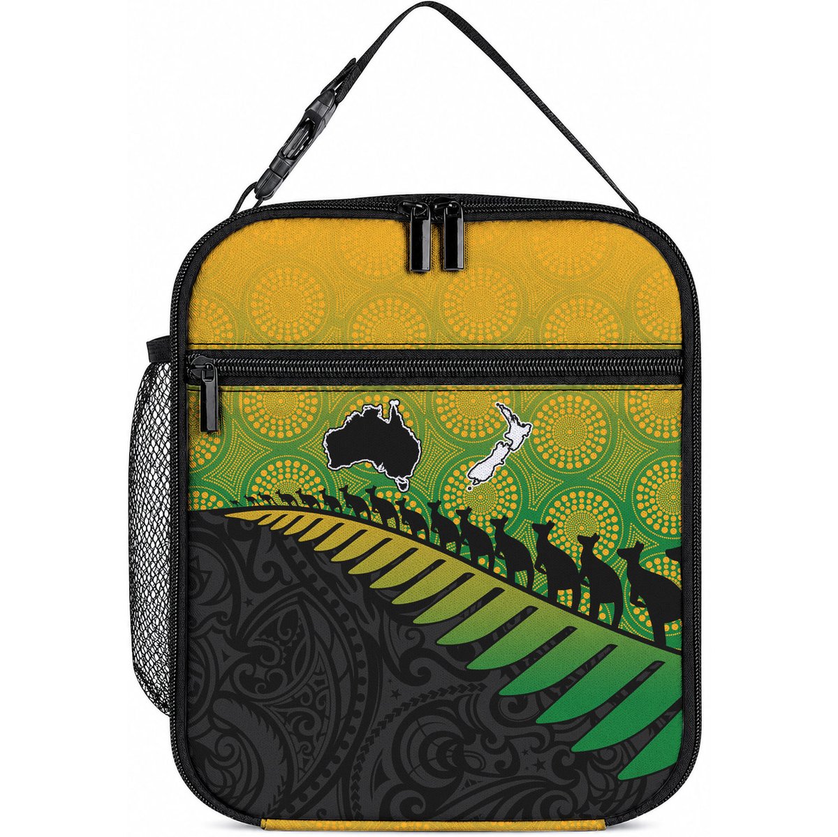 Australia Wallabies and Aotearoa Rugby Lunch Bag Kangaroo Black Fern Maori Gradient Vibe