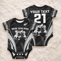 Custom New Zealand Aotearoa Rugby Baby Onesie Haka Dance Mixed Silver Fern Sporty Style
