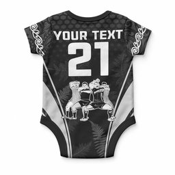 Custom New Zealand Aotearoa Rugby Baby Onesie Haka Dance Mixed Silver Fern Sporty Style