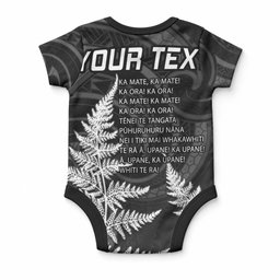 Personalised New Zealand Maori Rugby Baby Onesie Aotearoa Ka Mate Haka All Black Mix Ta Moko White Style