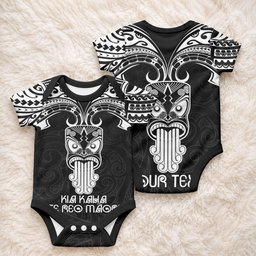 Personalised New Zealand Te Reo Maori Baby Onesie Kia Kaha Maori Language Week Black Style