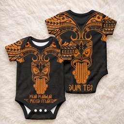Personalised New Zealand Te Reo Maori Baby Onesie Kia Kaha Maori Language Week Gold Style