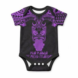 Personalised New Zealand Te Reo Maori Baby Onesie Kia Kaha Maori Language Week Purple Style