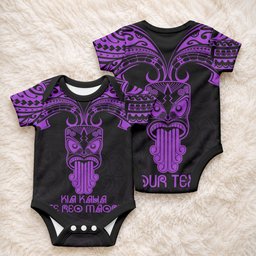 Personalised New Zealand Te Reo Maori Baby Onesie Kia Kaha Maori Language Week Purple Style