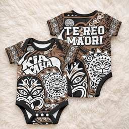 Te Reo Maori New Zealand Baby Onesie Aotearoa Kia Haka Maori Tribal Tattoo Gold Style