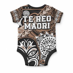 Te Reo Maori New Zealand Baby Onesie Aotearoa Kia Haka Maori Tribal Tattoo Gold Style