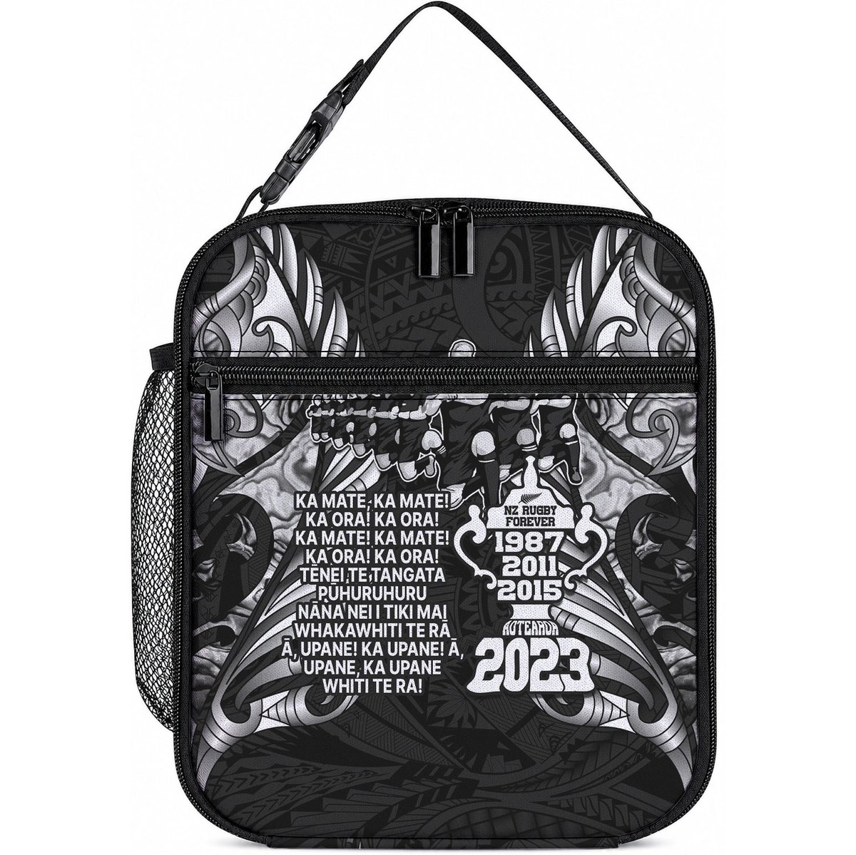 New Zealand Maori Rugby Lunch Bag Black Haka Dance With NZ Champions History