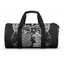 New Zealand Maori Rugby Duffle Bag Black Haka Dance With NZ Champions History