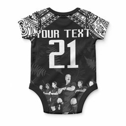 Custom NZ Rugby Baby Onesie Kapa Opango Maori Haka With Years of The All Black Champions