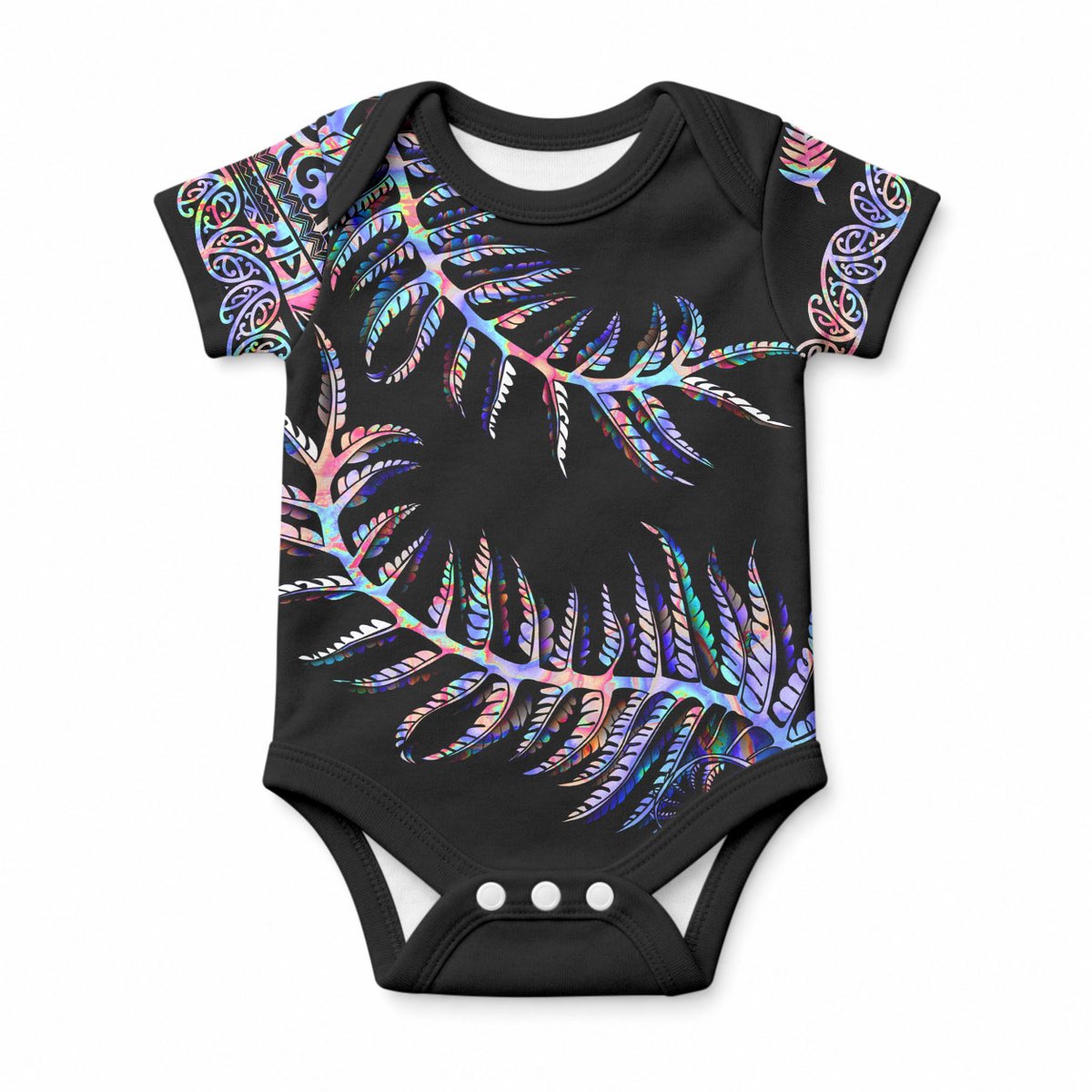New Zealand Baby Onesie Aotearoa Silver Fern Mixed Papua Shell Purple Vibe