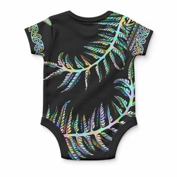New Zealand Baby Onesie Aotearoa Silver Fern Mixed Papua Shell Green Vibe