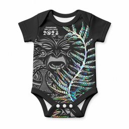 New Zealand Maori Rugby Baby Onesie NZ Black Fern Champions History With Papua Shell