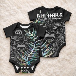 New Zealand Maori Rugby Baby Onesie NZ Black Fern Champions History With Papua Shell