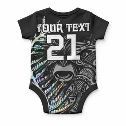 Custom New Zealand Maori Rugby Baby Onesie NZ Black Fern Champions History With Papua Shell