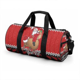 Personalised New Zealand Christmas Duffle Bag Kiwi Santa Claus Maori Meri Kirihimete