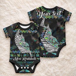 Personalised New Zealand Christmas Baby Onesie Maori Fern Manaia Meri Kirihimete with Papaua Shell
