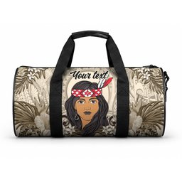 Personalized New Zealand Women's Day Duffle Bag Maori Girl Feathers of Hope - Beige