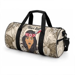 Personalized New Zealand Women's Day Duffle Bag Maori Girl Feathers of Hope - Beige