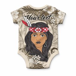 Personalized New Zealand Women's Day Baby Onesie Maori Girl Feathers of Hope - Beige