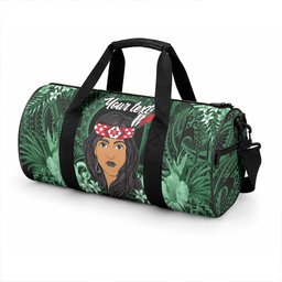 New Zealand Custom Women's Day Duffle Bag Maori Girl Feathers of Hope - Green