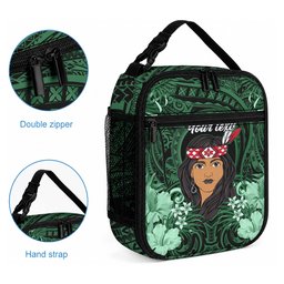 New Zealand Custom Women's Day Lunch Bag Maori Girl Feathers of Hope - Green