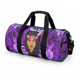 New Zealand Custom Women's Day Duffle Bag Maori Girl Feathers of Hope - Purple