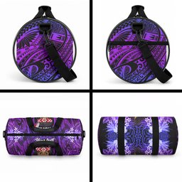 New Zealand Custom Women's Day Duffle Bag Maori Girl Feathers of Hope - Purple