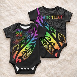 Personalised New Zealand Wellington Pride Baby Onesie Maori Fern with Pride Flag 2024